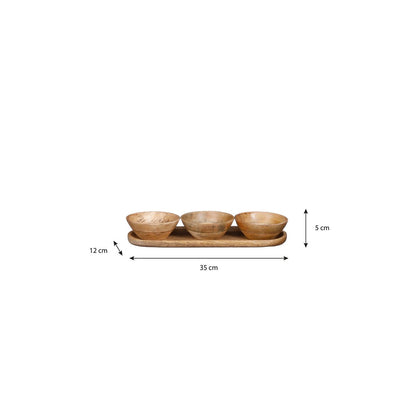 Tomar Schaaltjes en Dienblad - L35 x B12 x H5 cm - 100% FSC Mangohout - Lichtbruin