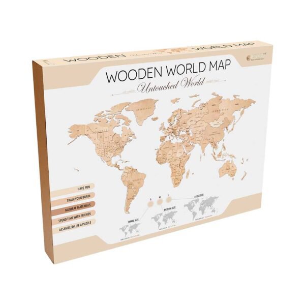 Eco Wood Art (EWA) Houten Wandpuzzel Wereldkaart Untouched World, Size L, 2758, 192x105x1,2cm