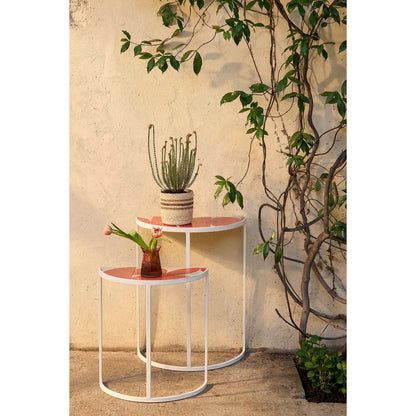 Bologna Bijzettafel Buiten - Set van 2 - L45 x B23 x H58 cm - Metaal - Rood