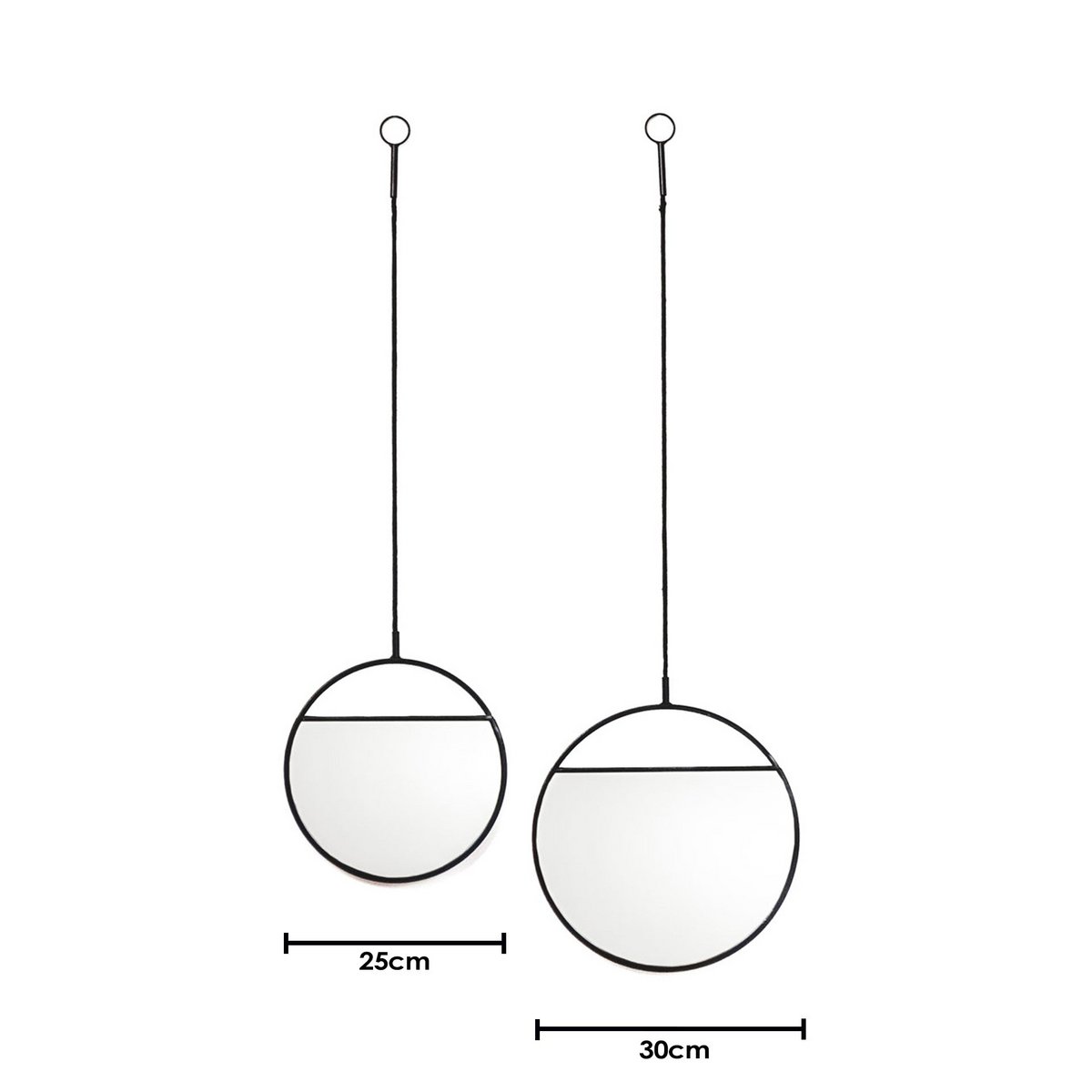 Mirror - Round Wall Mirrors - Metal - Black -S2- 25x90 & 30x100