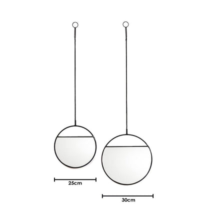 Mirror - Round Wall Mirrors - Metal - Black -S2- 25x90 & 30x100