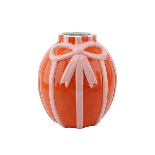 Vaas - Bloemvaaslint - Oranje/roze - 17x17x17,5 cm