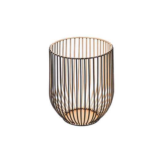 Kaarshouder - Metaal - Zwart/Goud - S2 -13x13x16cm|9x9x11cm
