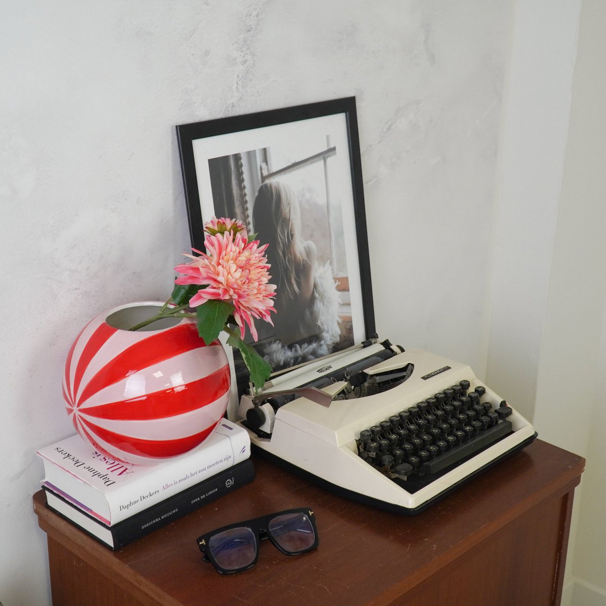 Vaas - Bloemvaas Swirl - Rood/roze - 20x20x20cm
