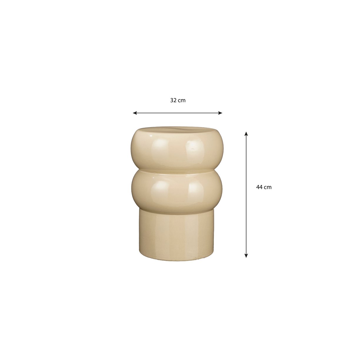 Vendi Bijzettafel - H44 x Ø32 cm - Keramiek - Crème