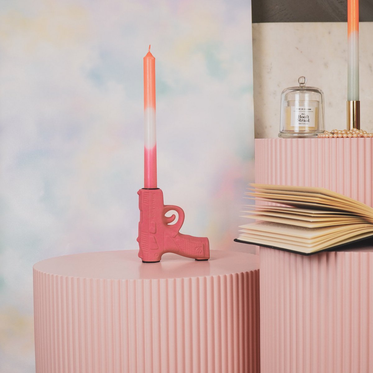 Kaarsen -dip kleurstof taps -Neon roze/wit/neon rood - S4 -2,1x25 cm