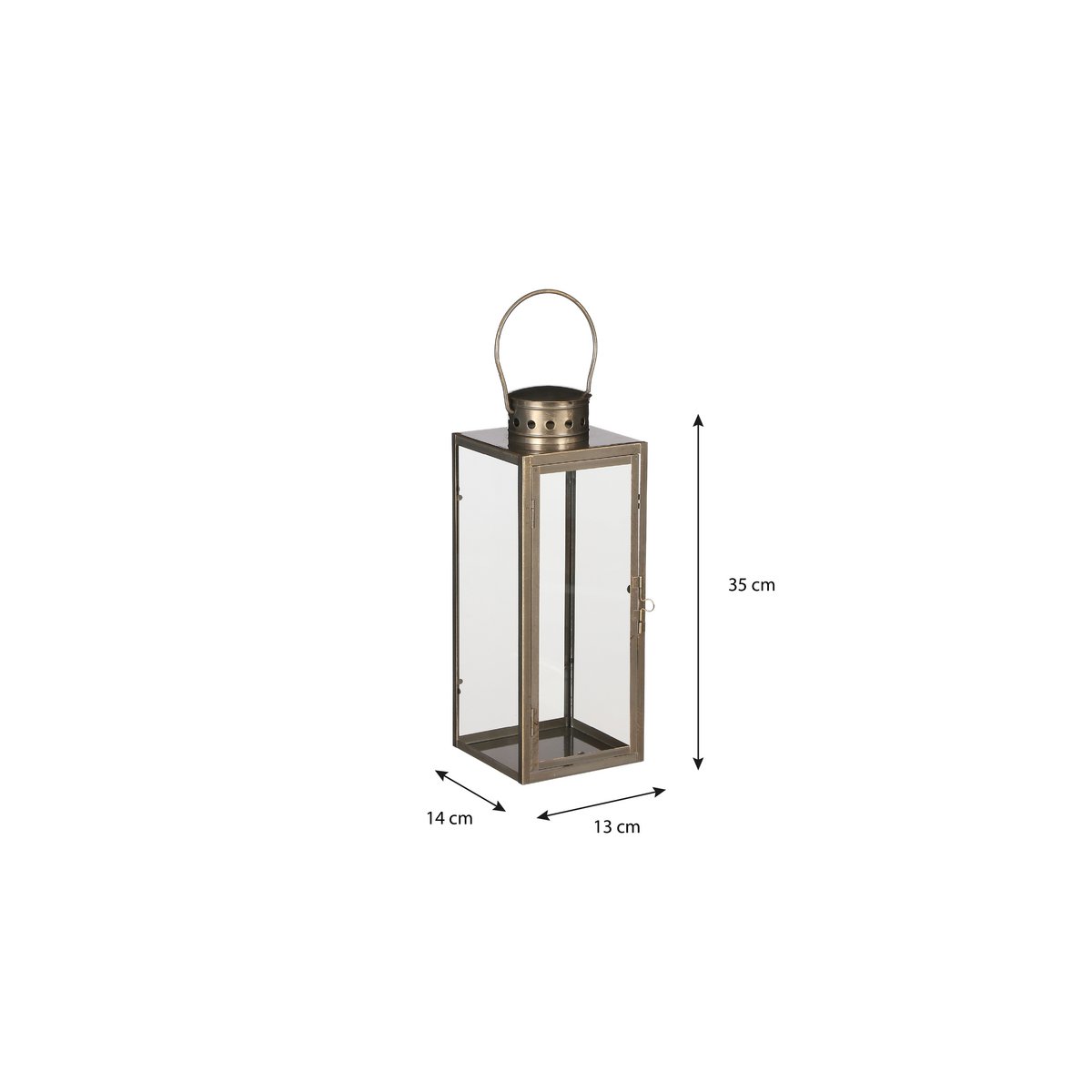 Arzilla Lantaarn - L14 x B13 x H35 cm - Goud