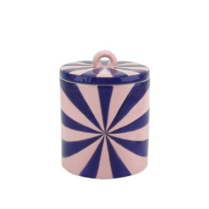 Deco Jar -Swirl- Dolomite - Blauw/roze - 11x11x14,5cm