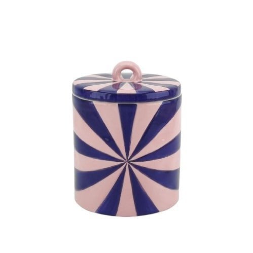 Deco Jar -Swirl- Dolomite - Blauw/roze - 11x11x14,5cm