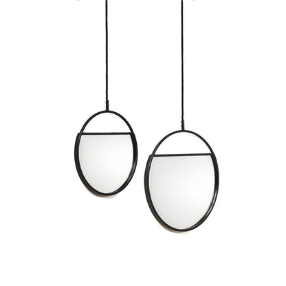 Mirror - Round Wall Mirrors - Metal - Black -S2- 25x90 & 30x100