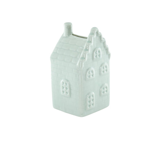 Ornament - Spaarpot - Huis - Keramiek - Mintgroen -7x7x13cm