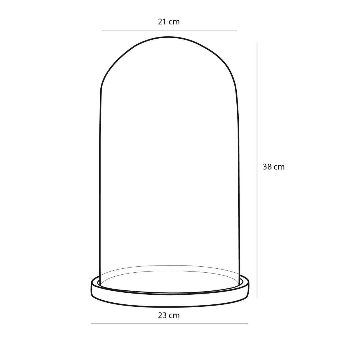 Hella Glazen Stolp - H38 x Ø23 cm - Transparant, Zwart