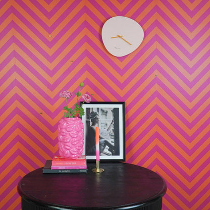 Klok- wandklok organisch- roze/ oranje- 30x30x0,5 cm