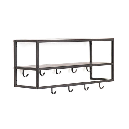 Kapstok - Planken - Metaal - Zwart - 73x21x29,5cm