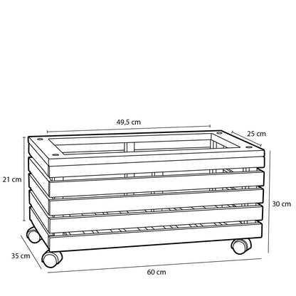 Glenwood Plantenbak Rechthoek op Wielen voor Buiten - L60 x B35 x H30 cm - Acaciahout - Bruin