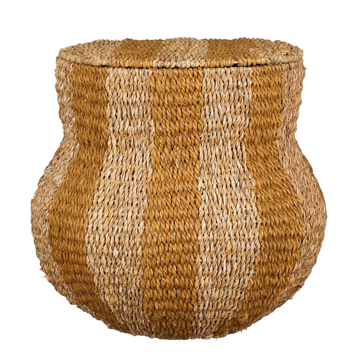 Tacoma Opbergmand met Deksel - H47 x Ø50 cm - Jute - Geel