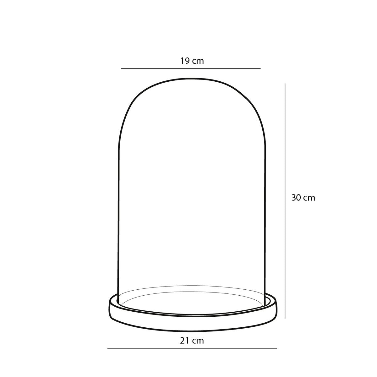 Hella Glazen Stolp - H30 x Ø21 cm - Transparant, Zwart