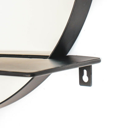Spiegel - Rond - Metaal - Met Plank - Zwart - Ø40cm