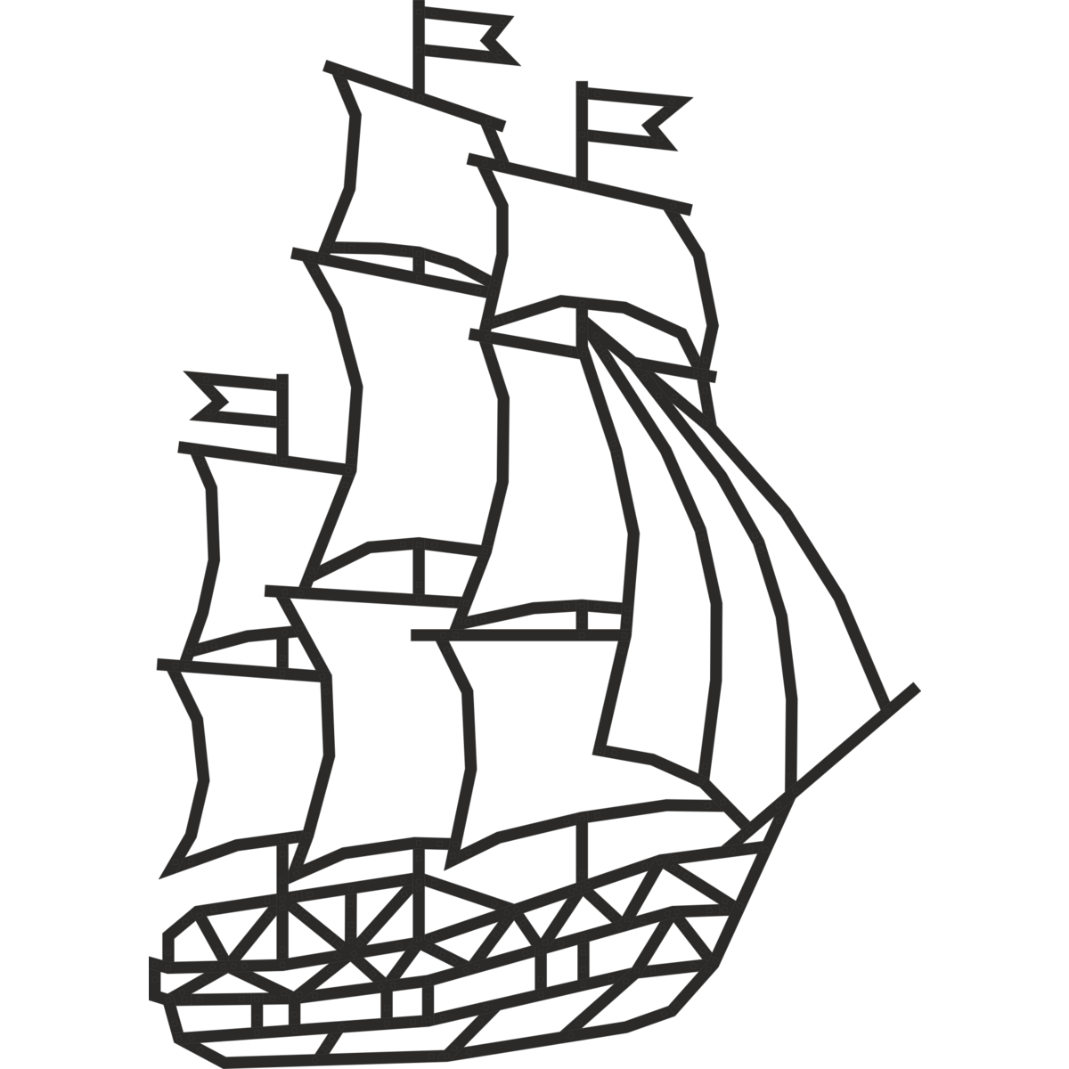 Eco Wood Art (EWA) Wandpuzzel Schip, 1553, 59,7x0,7x82,7cm